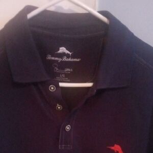 Tommy Bahama Dark Blue Polo with Red Logo
